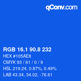 カラーコード: RGB 16.1 90.8 232 | qconv.com