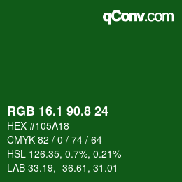 カラーコード: RGB 16.1 90.8 24 | qconv.com