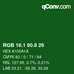 カラーコード: RGB 16.1 90.8 26 | qconv.com