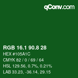 カラーコード: RGB 16.1 90.8 28 | qconv.com