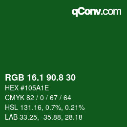 カラーコード: RGB 16.1 90.8 30 | qconv.com