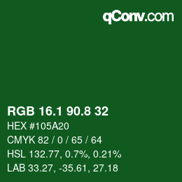 カラーコード: RGB 16.1 90.8 32 | qconv.com