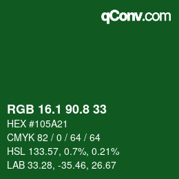 カラーコード: RGB 16.1 90.8 33 | qconv.com