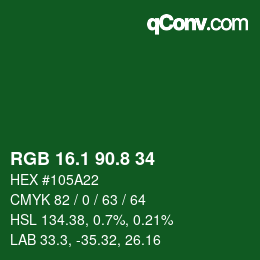カラーコード: RGB 16.1 90.8 34 | qconv.com