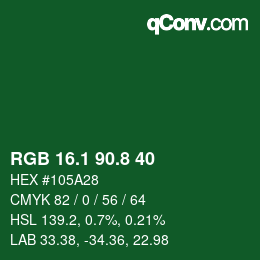 カラーコード: RGB 16.1 90.8 40 | qconv.com