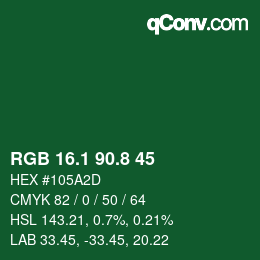 カラーコード: RGB 16.1 90.8 45 | qconv.com