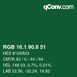 カラーコード: RGB 16.1 90.8 51 | qconv.com