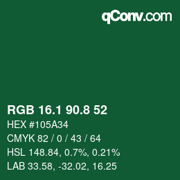 カラーコード: RGB 16.1 90.8 52 | qconv.com