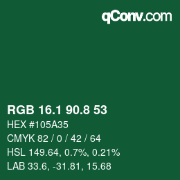 カラーコード: RGB 16.1 90.8 53 | qconv.com