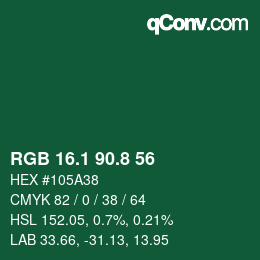 カラーコード: RGB 16.1 90.8 56 | qconv.com