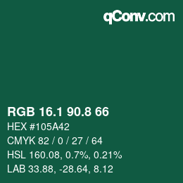 カラーコード: RGB 16.1 90.8 66 | qconv.com
