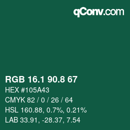 カラーコード: RGB 16.1 90.8 67 | qconv.com