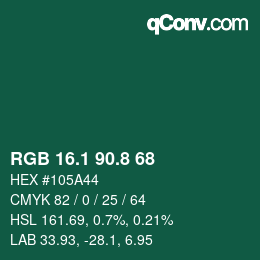 カラーコード: RGB 16.1 90.8 68 | qconv.com