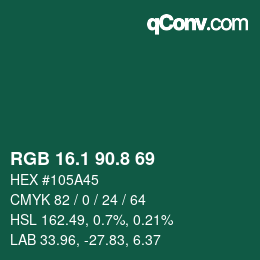 カラーコード: RGB 16.1 90.8 69 | qconv.com
