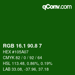 カラーコード: RGB 16.1 90.8 7 | qconv.com