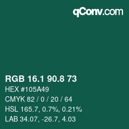 Color code: RGB 16.1 90.8 73 | qconv.com