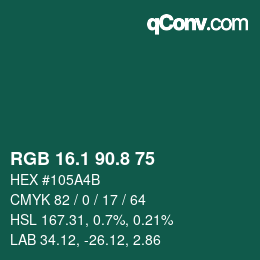 カラーコード: RGB 16.1 90.8 75 | qconv.com