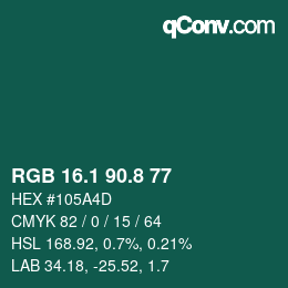 カラーコード: RGB 16.1 90.8 77 | qconv.com
