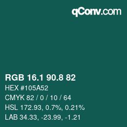 Color code: RGB 16.1 90.8 82 | qconv.com