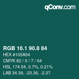 Color code: RGB 16.1 90.8 84 | qconv.com