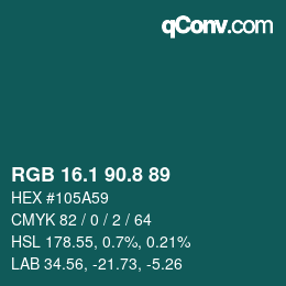 カラーコード: RGB 16.1 90.8 89 | qconv.com