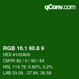 カラーコード: RGB 16.1 90.8 9 | qconv.com