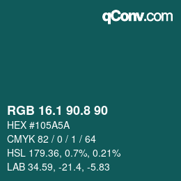 カラーコード: RGB 16.1 90.8 90 | qconv.com