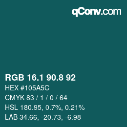 Color code: RGB 16.1 90.8 92 | qconv.com