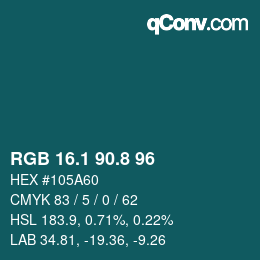 カラーコード: RGB 16.1 90.8 96 | qconv.com