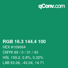 カラーコード: RGB 16.3 144.4 100 | qconv.com