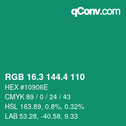 カラーコード: RGB 16.3 144.4 110 | qconv.com