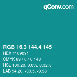 カラーコード: RGB 16.3 144.4 145 | qconv.com