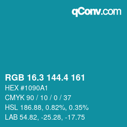 カラーコード: RGB 16.3 144.4 161 | qconv.com