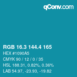 カラーコード: RGB 16.3 144.4 165 | qconv.com