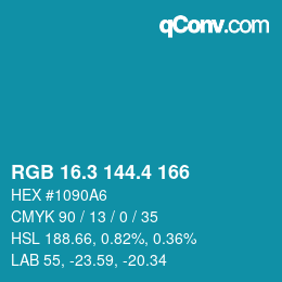 カラーコード: RGB 16.3 144.4 166 | qconv.com