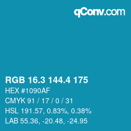 カラーコード: RGB 16.3 144.4 175 | qconv.com