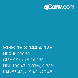 カラーコード: RGB 16.3 144.4 178 | qconv.com