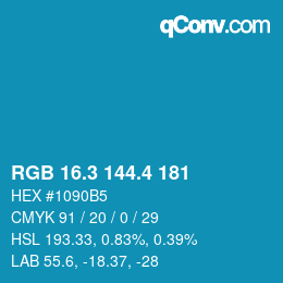 カラーコード: RGB 16.3 144.4 181 | qconv.com