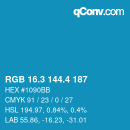 カラーコード: RGB 16.3 144.4 187 | qconv.com