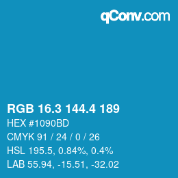 カラーコード: RGB 16.3 144.4 189 | qconv.com