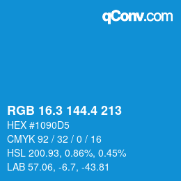 カラーコード: RGB 16.3 144.4 213 | qconv.com
