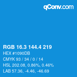 カラーコード: RGB 16.3 144.4 219 | qconv.com