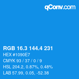 カラーコード: RGB 16.3 144.4 231 | qconv.com