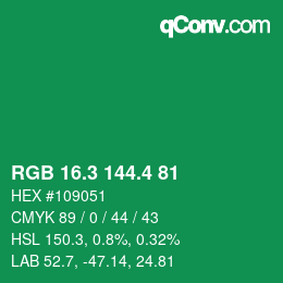 カラーコード: RGB 16.3 144.4 81 | qconv.com