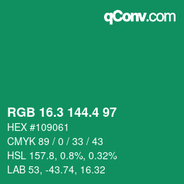 カラーコード: RGB 16.3 144.4 97 | qconv.com
