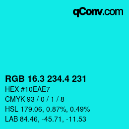 カラーコード: RGB 16.3 234.4 231 | qconv.com