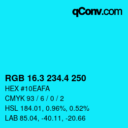 カラーコード: RGB 16.3 234.4 250 | qconv.com