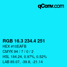 カラーコード: RGB 16.3 234.4 251 | qconv.com