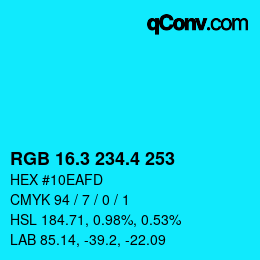 カラーコード: RGB 16.3 234.4 253 | qconv.com