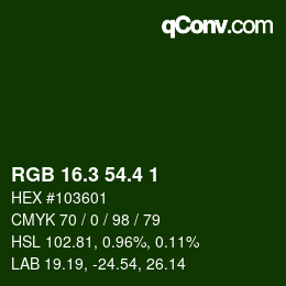 カラーコード: RGB 16.3 54.4 1 | qconv.com
